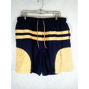 Cremieux Men's XXL Swim Board Surf Cargo Shorts Pocket Yellow/Navy stripes